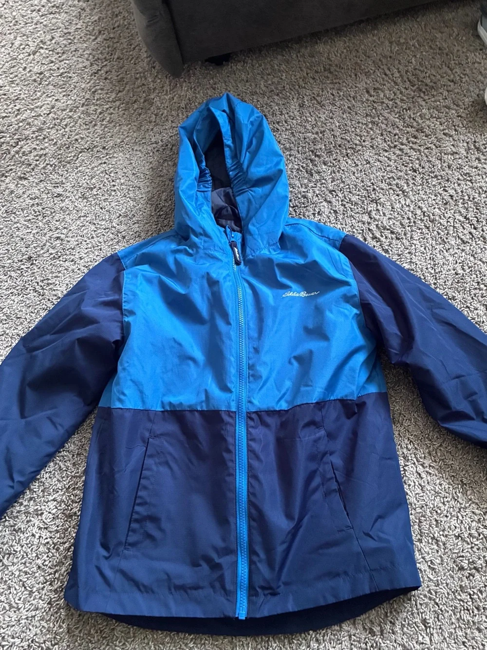 Eddie Bauer Blue Colorblock Hooded Coat Kids Medium 10/12
